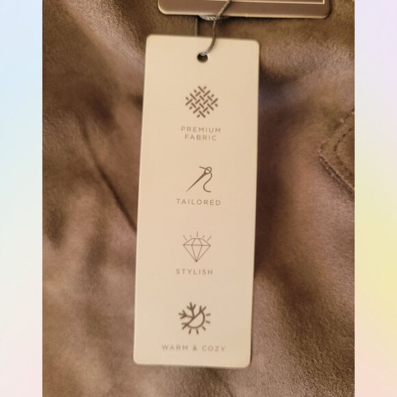 LOVE FOR HUMANITY Couture Microsuede Open Front Trench Coat Women's L NWT - Picture 6 of 9